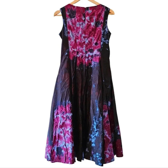 Adolfo Dominguez Tie Dye Artistic Boho Midi Feminine Multicolor Cotton Dress 6. - Picture 11 of 16